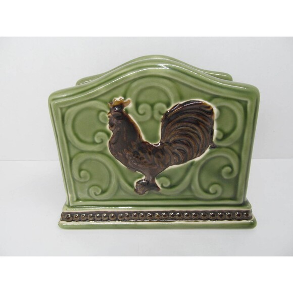 Cracker Barrel Elegant Rooster Green Napkin Holder - Picture 1 of 7